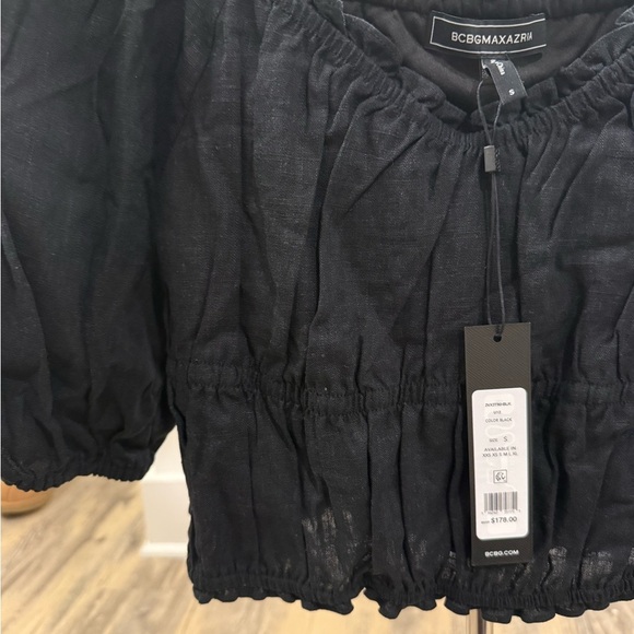 BCBG | Black Puff Sleeve Crop Top Small - Picture 9 of 9